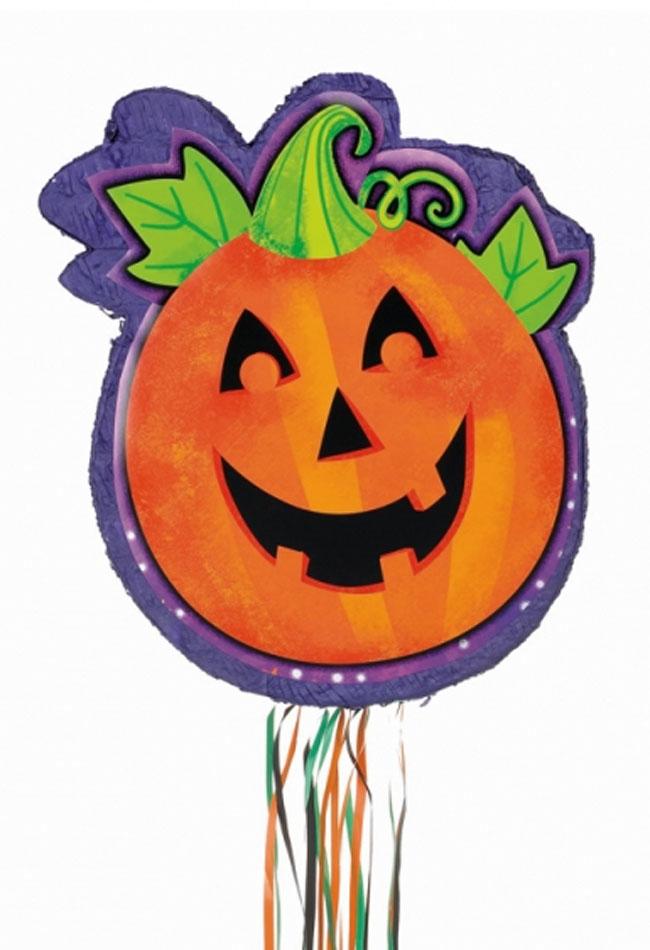 Halloween Pumpkin Pull String Pinata standing approx 51cm tall with 20 strings, by Amscan P14492 it's available here at Karnival Costumes online Halloween shop