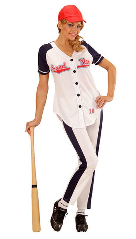 American Baseball Player Costume for Ladies by Widmann 7337 available from Karnival Costumes online party shop