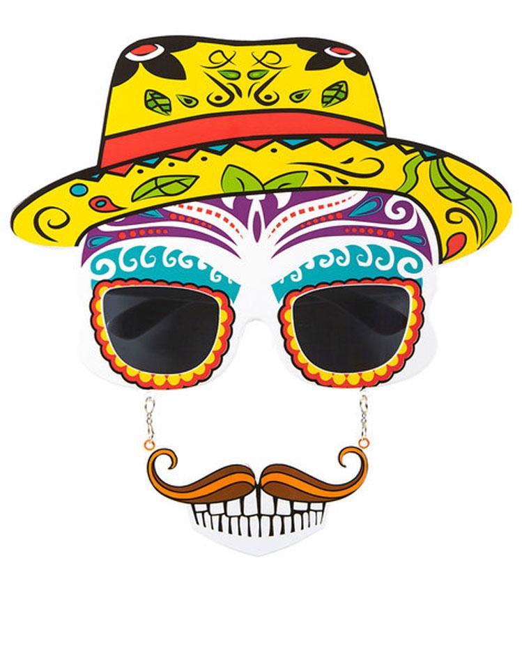Day of the Dead Hombre Glasses with Moustache and Teeth by Widmann 14403 available here at Karnival Costumes online Halloween party shop