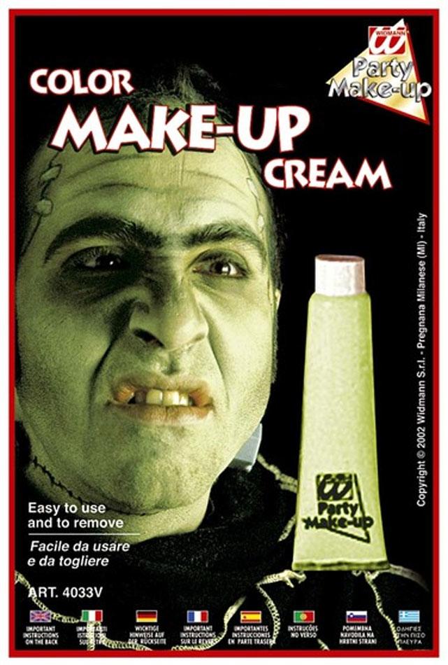Tube of Green Cream Makeup for martian, witches or zombie costume make-up effects. By Widmann 4033V available here at Karnival Costumes online party shop