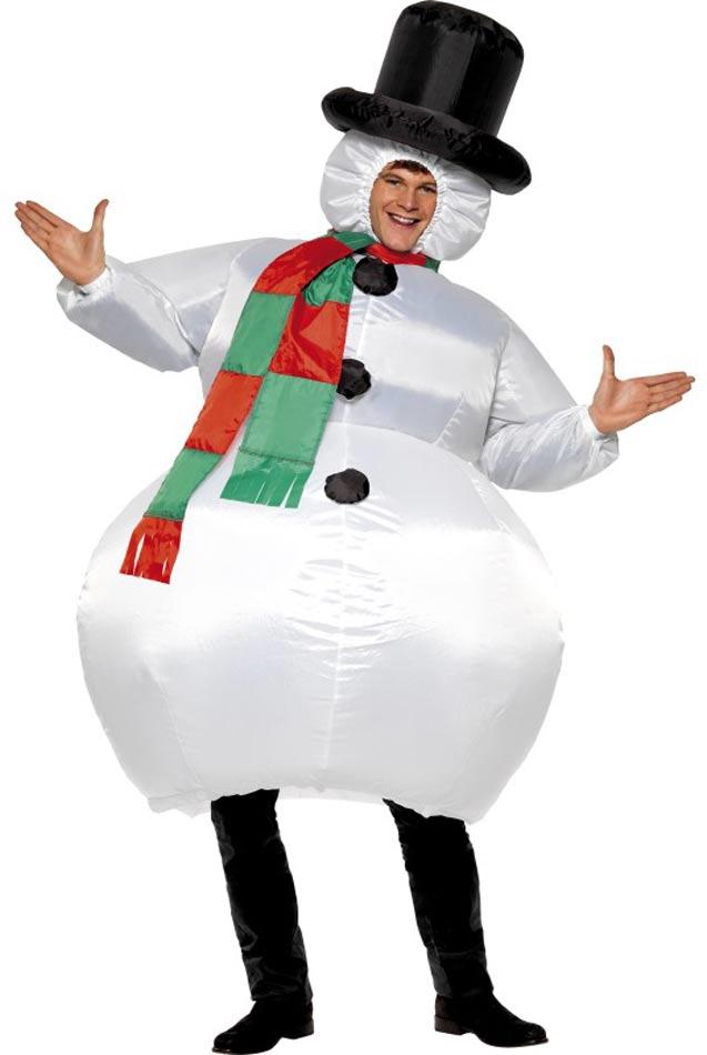 Inflatable Snowman Costume by Smiffys 38155 and available here at Karnival Costumes online Christmas party shop