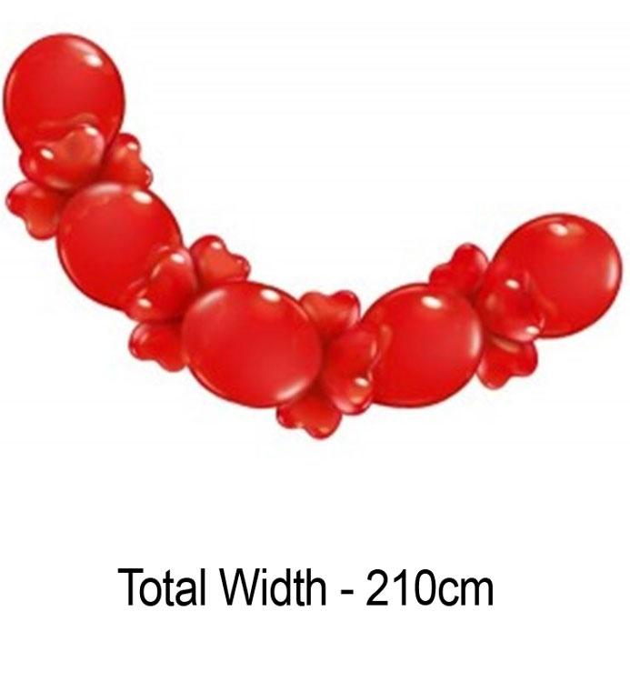 210cm long Red Balloon Love Garland by Folat 08577. Perfect for Valentines Day and for lovers everywhere, this pack of 21 balloons is available here at Karnival Costumes online party shop