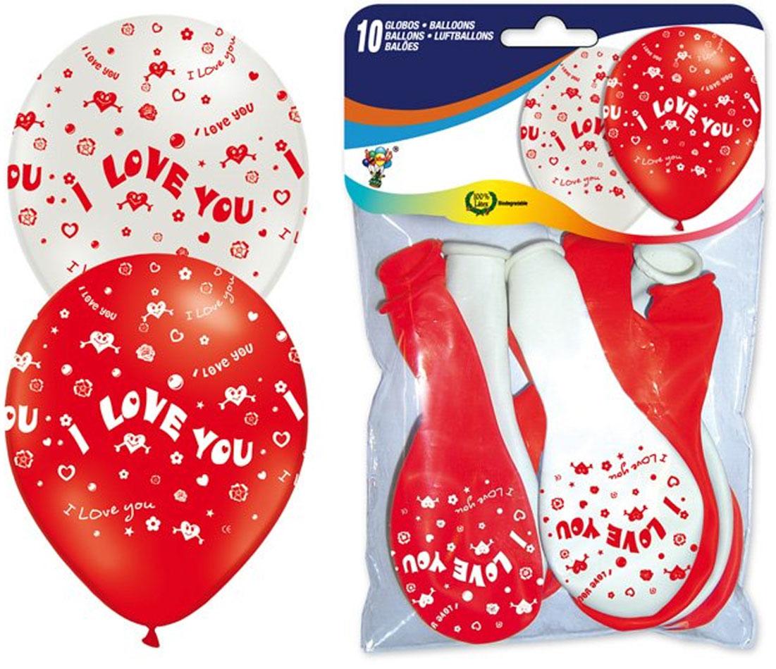 Red and White Party Balloons Printed "I Love You" by Globos Art: 183 available in the UK here at Karnival Costumes online party shop