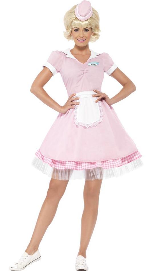 50's Diner Girl Adult Fancy Dress Costume by Smiffy 43183 available here at Karnival Costumes online party shop