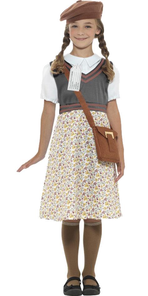 Evacuee School Girl Fancy Dress Costume by Smiffy 22483 available here at Karnival Costumes online party shop