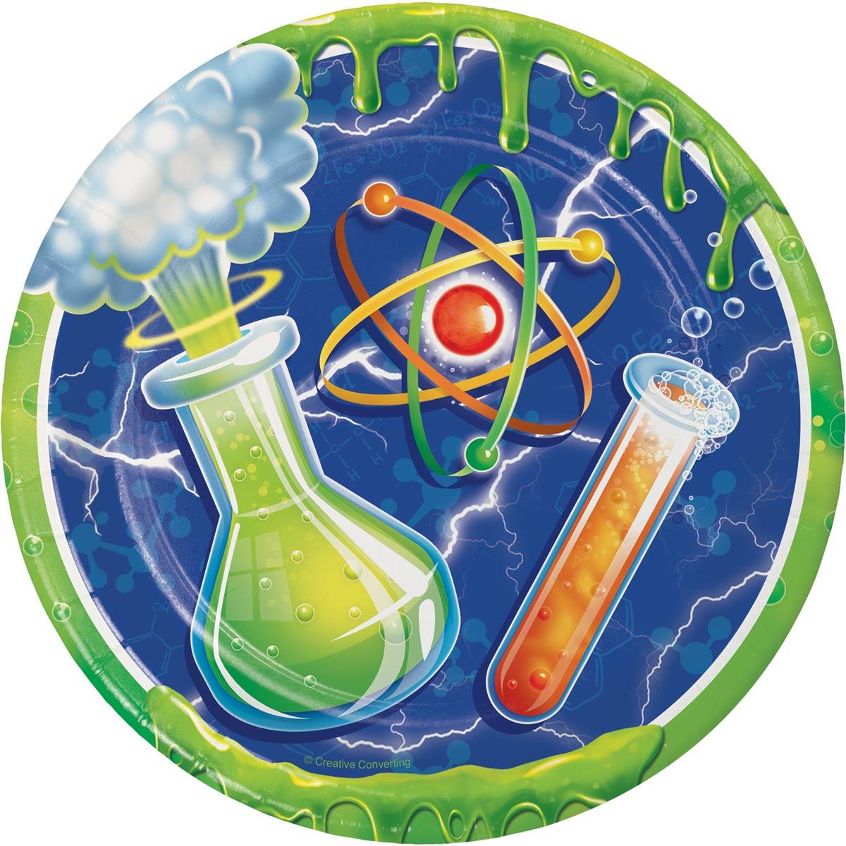 Mad Scientist 7" Luncheon Paper Plates by Creative Party 317532 available here at Karnival Costumes online party shop