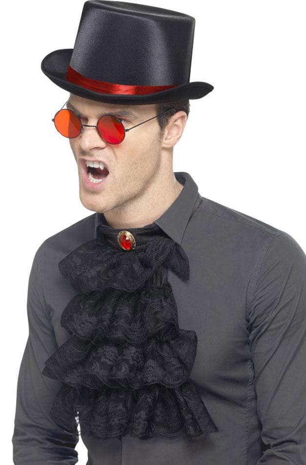 Gothic Count Instant Costume by Smiffy 45608 incl's: Top Hat, Neck Ruffle and Glasses. Available here at Karnival Costumes online Halloween party shop