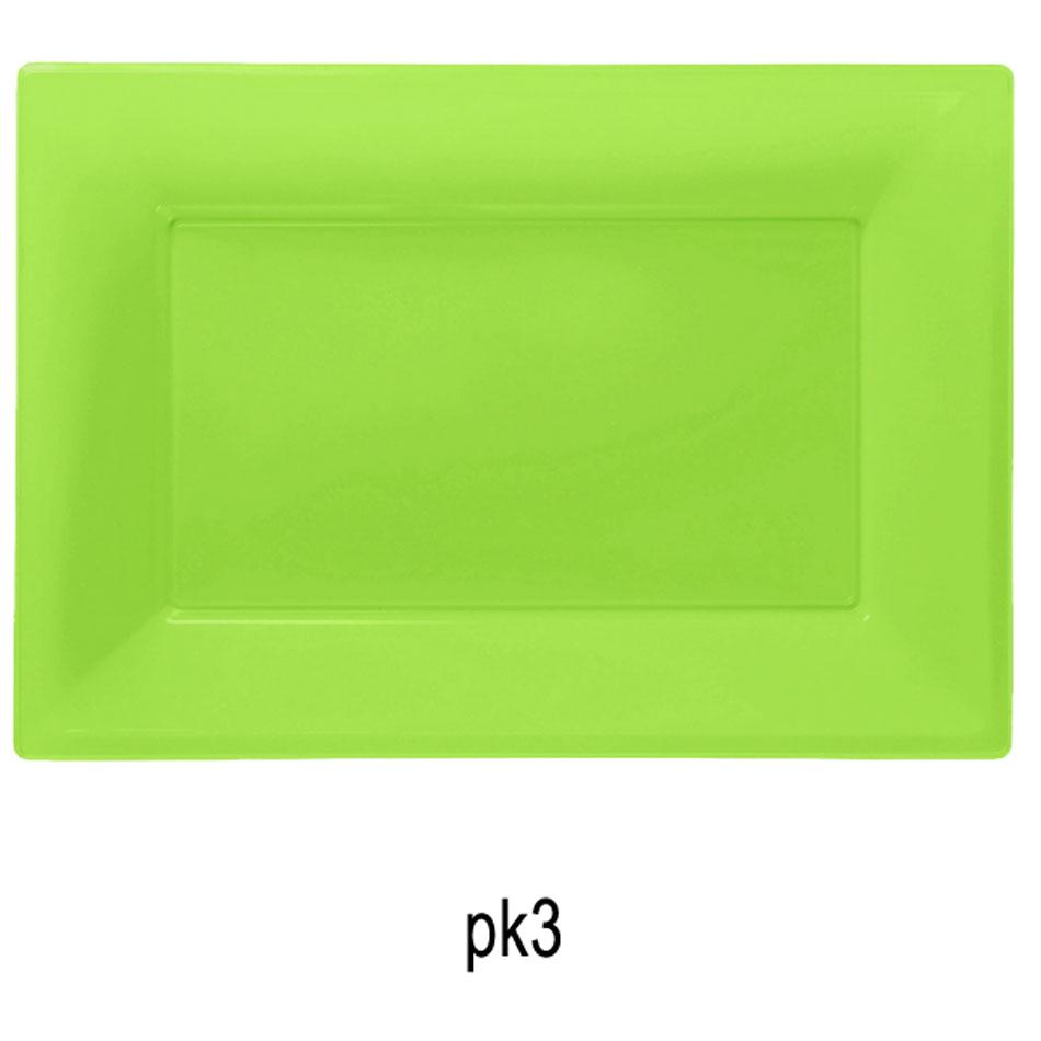 Kiwi Green Plastic Serving Platters - Pkt 3 by Amscan 997430 available here at Karnival Costumes online party shop