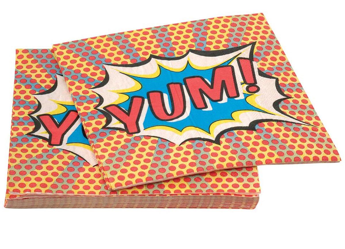 Pack of 20 Pop Art Superhero Party 3ply Paper Napkins by Ginger Ray PA102 available here at Karnival Costumes online party shop