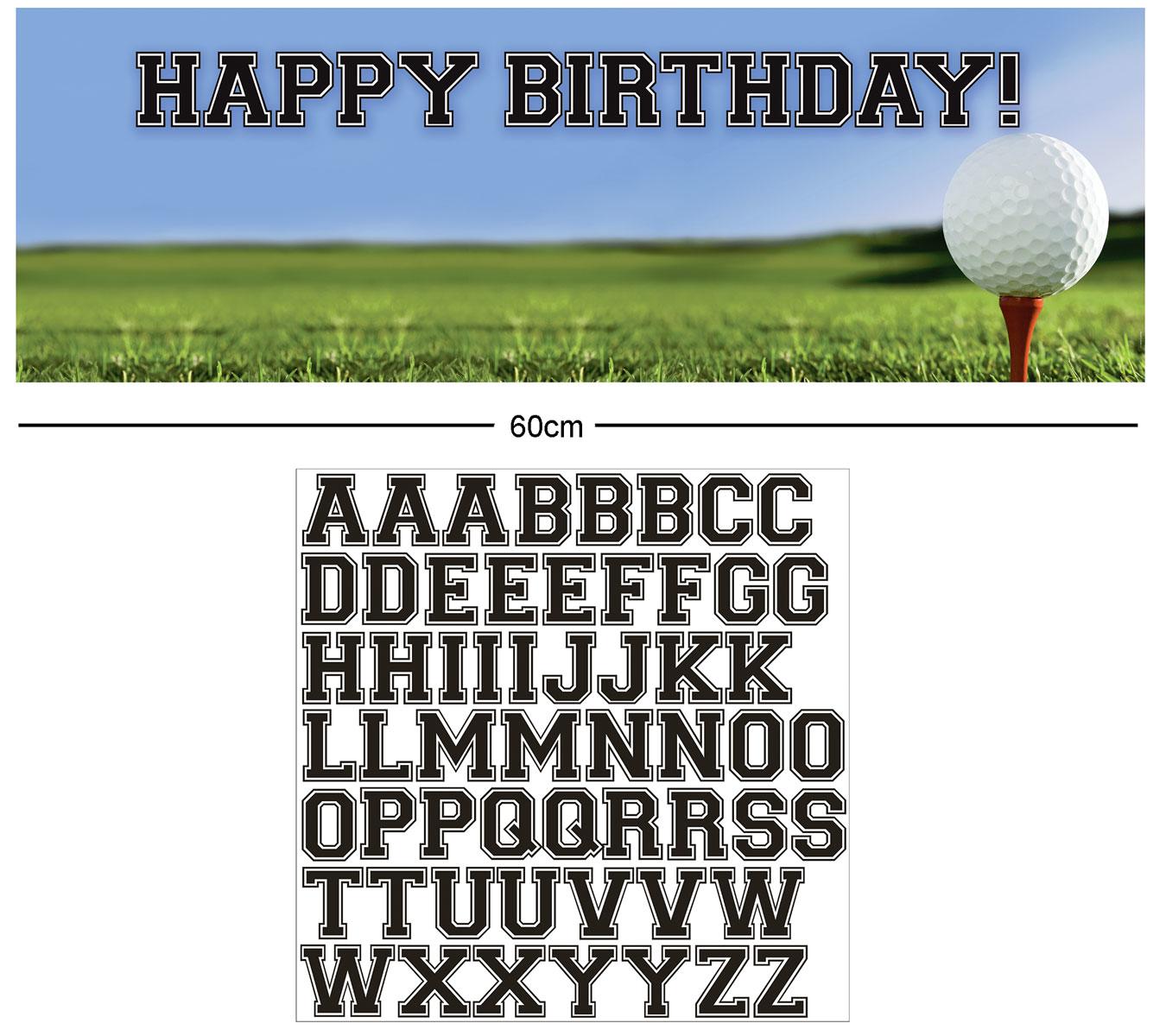Giant Golfing Happy Birthday Party Banner with Stickers 5ft wide by Creative Party 297965 available here at Karnival Costumes online Golf party shop