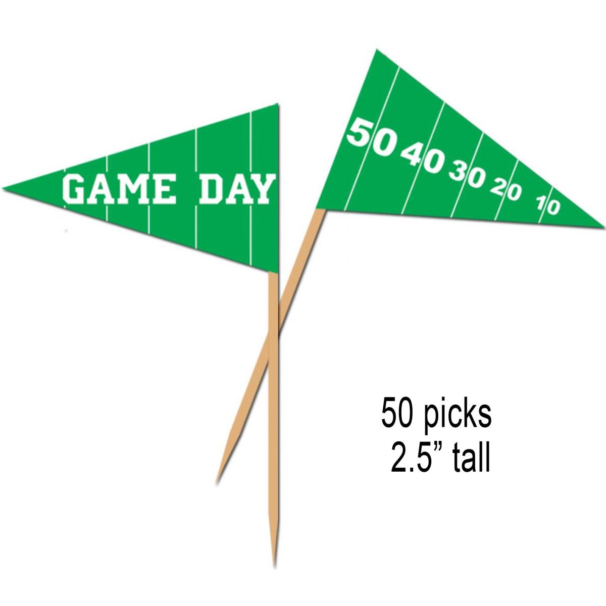 NFL American Football Game Day Football Picks - 50pcs by Beistle 60106 and available here at Karnival Costumes online NFL party shop