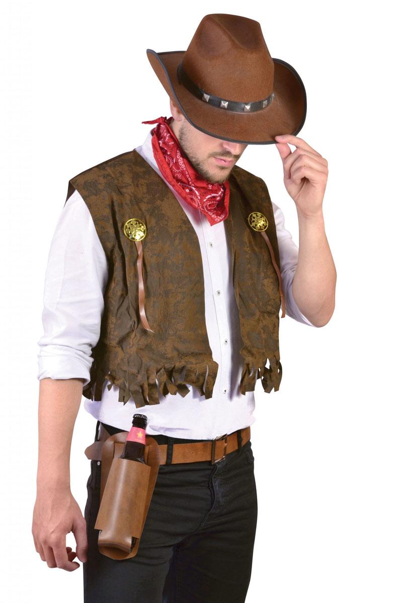 Bottle Holster with Belt shown with Wild West Cowboy costume. By Bristol Novelties BA2155  available here at Karnival Costumes online party shop. (Bottle not included)