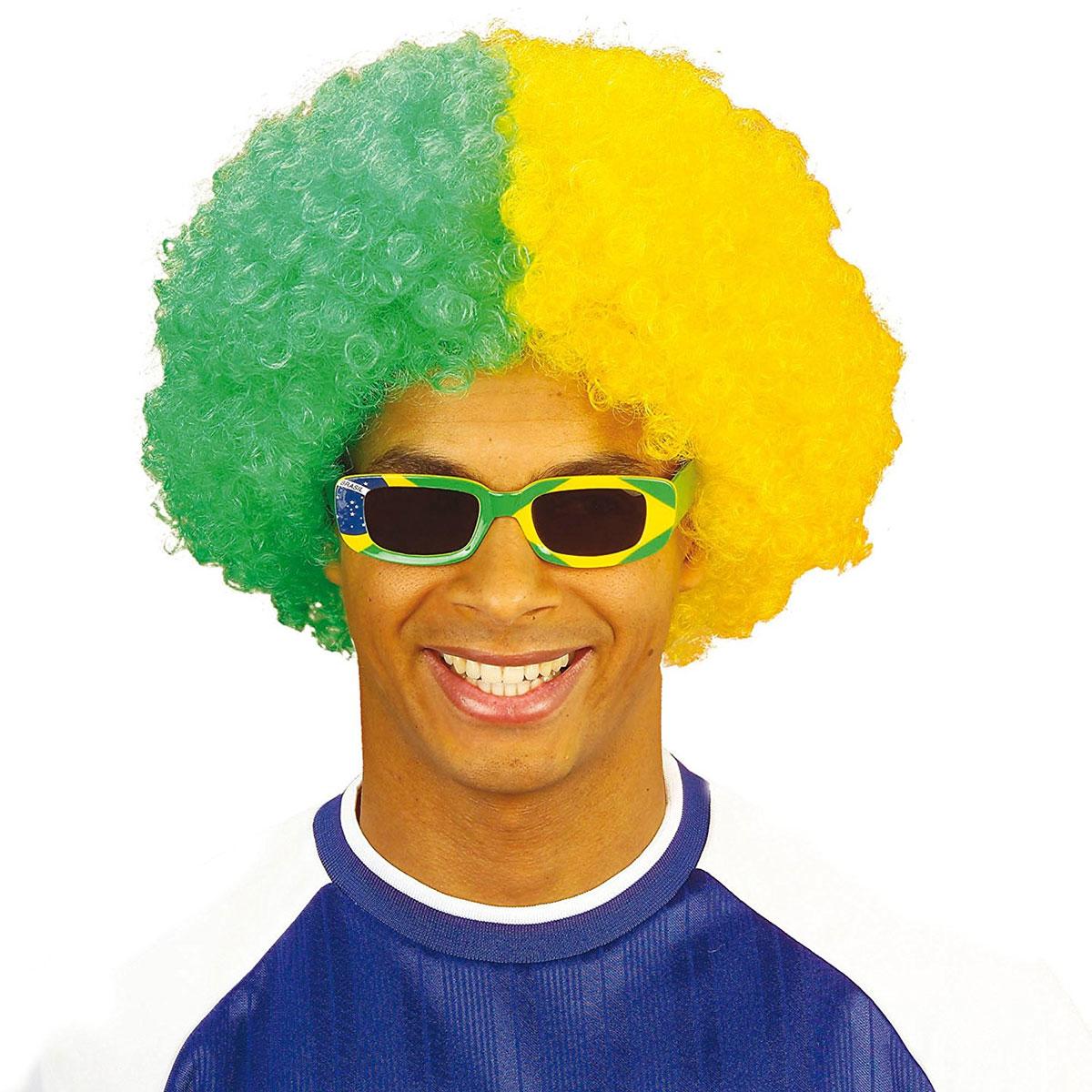 Green and Yellow Supporter's Wig by Widmann 5982Y available in the UK here at Karnival Costumes online party shop