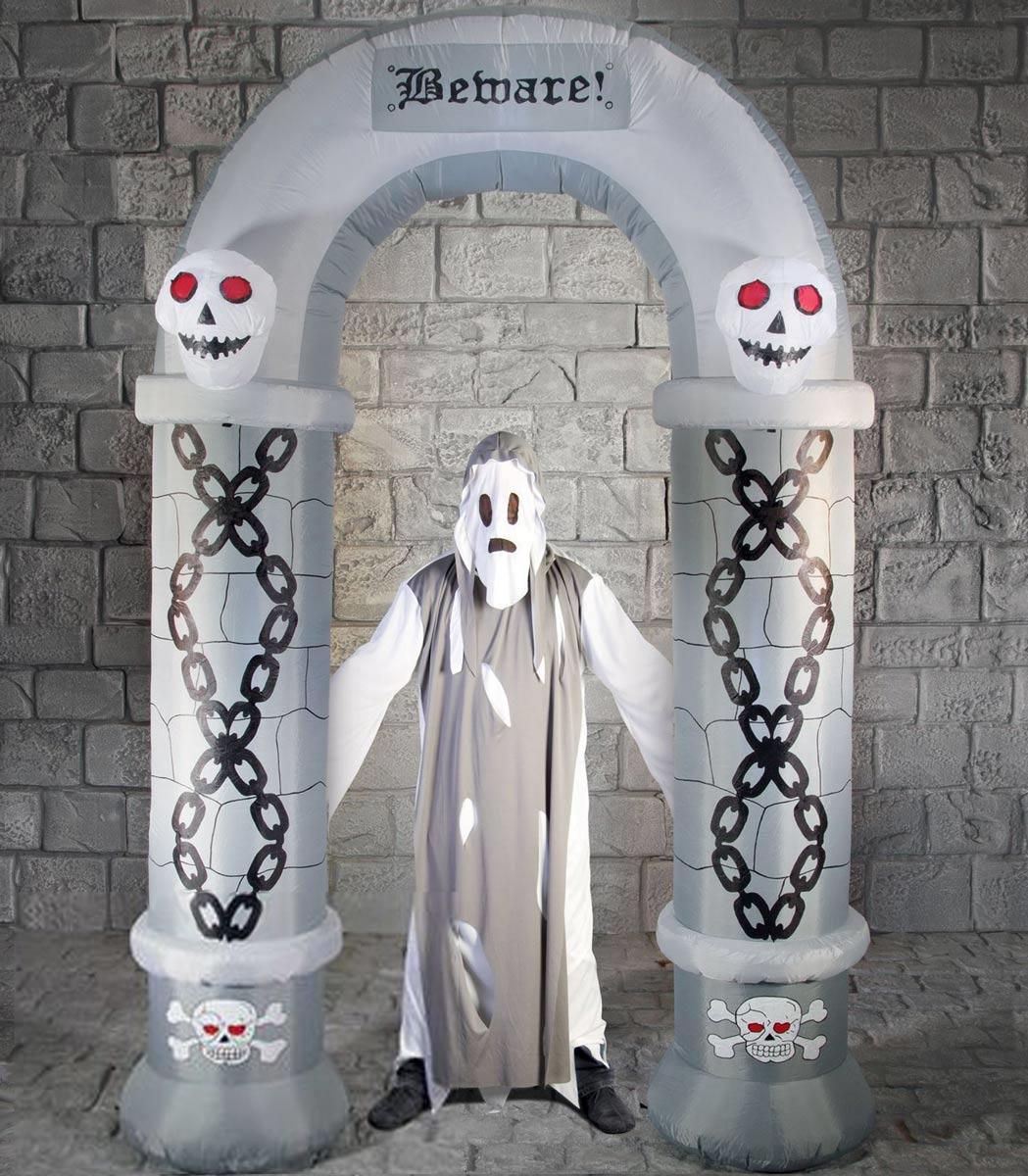 2.7m Outdoor Inflatable Light Up Halloween Cemetery Arch Archway by Premier HL167038 available here at Karnival Costumes online Halloween party shop