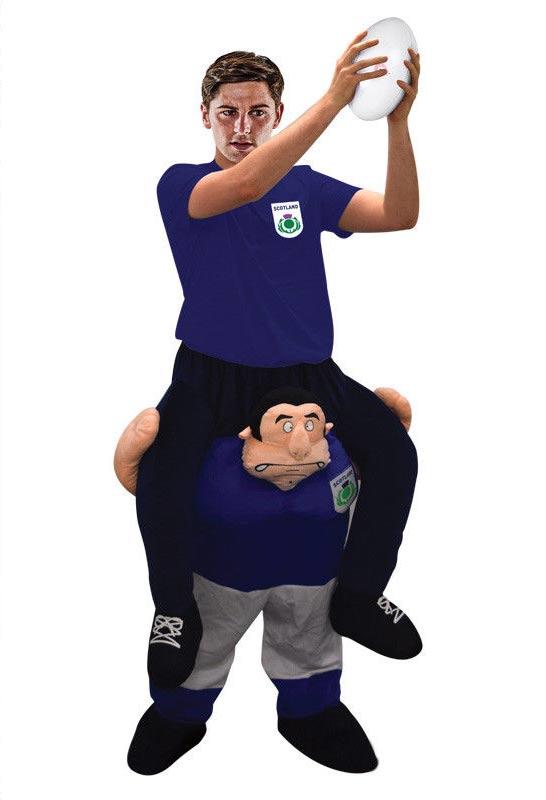 Give Me A Lift Scotland Rugby Player Piggyback Costume MWCARM-SC available from the collection here at Karnival Costumes online party shop