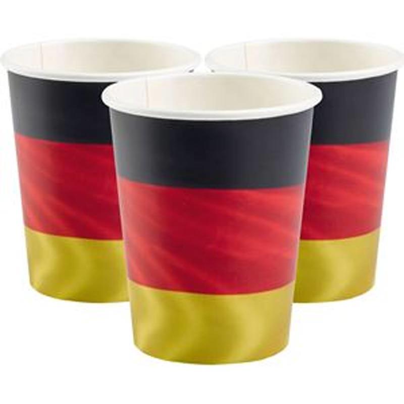 German Flag Party Cups - 266ml 8 pcs by Amscan 9900306 available in the UK here at Karnival Costumes online party shop