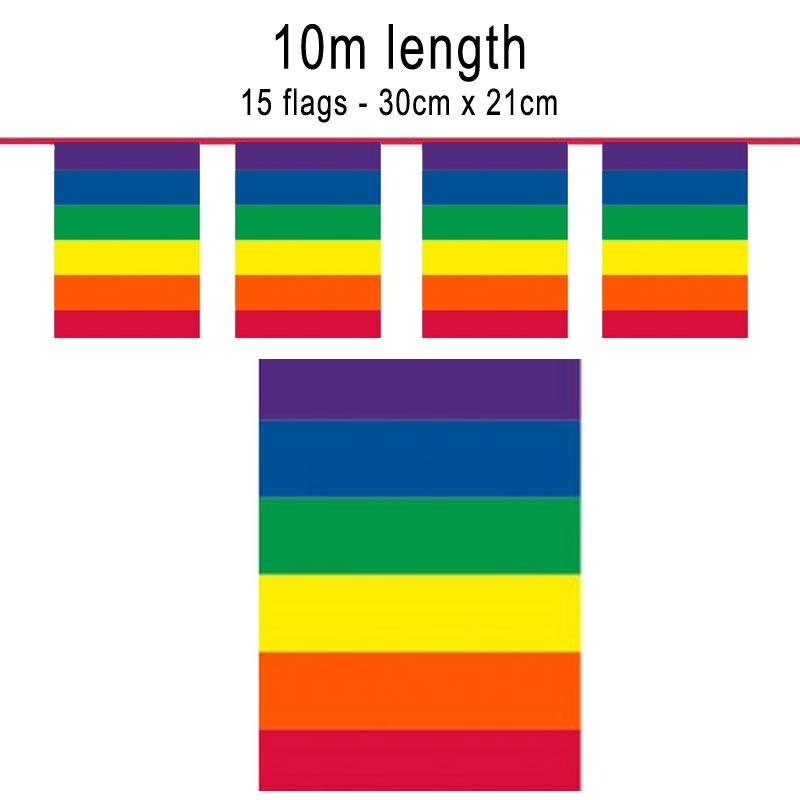 10m length of Rainbow Pride Flag Bunting with 15 flags by Creative Collection D8020 available from a selection here at Karnival Costumes online party shop