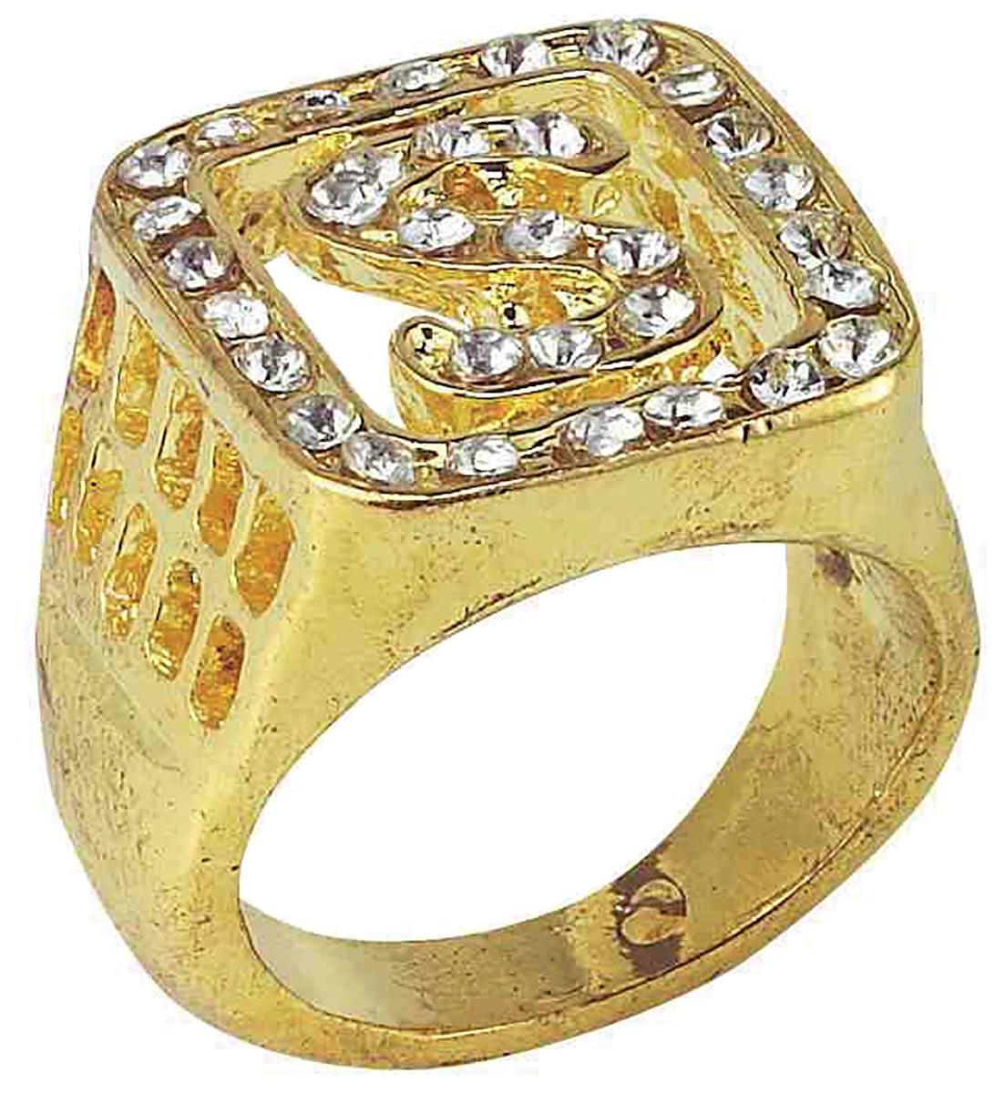 Deluxe Big Daddy Dollar Sign Ring by Bristol Novelties BA878 available here at Karnival Costumes online party shop