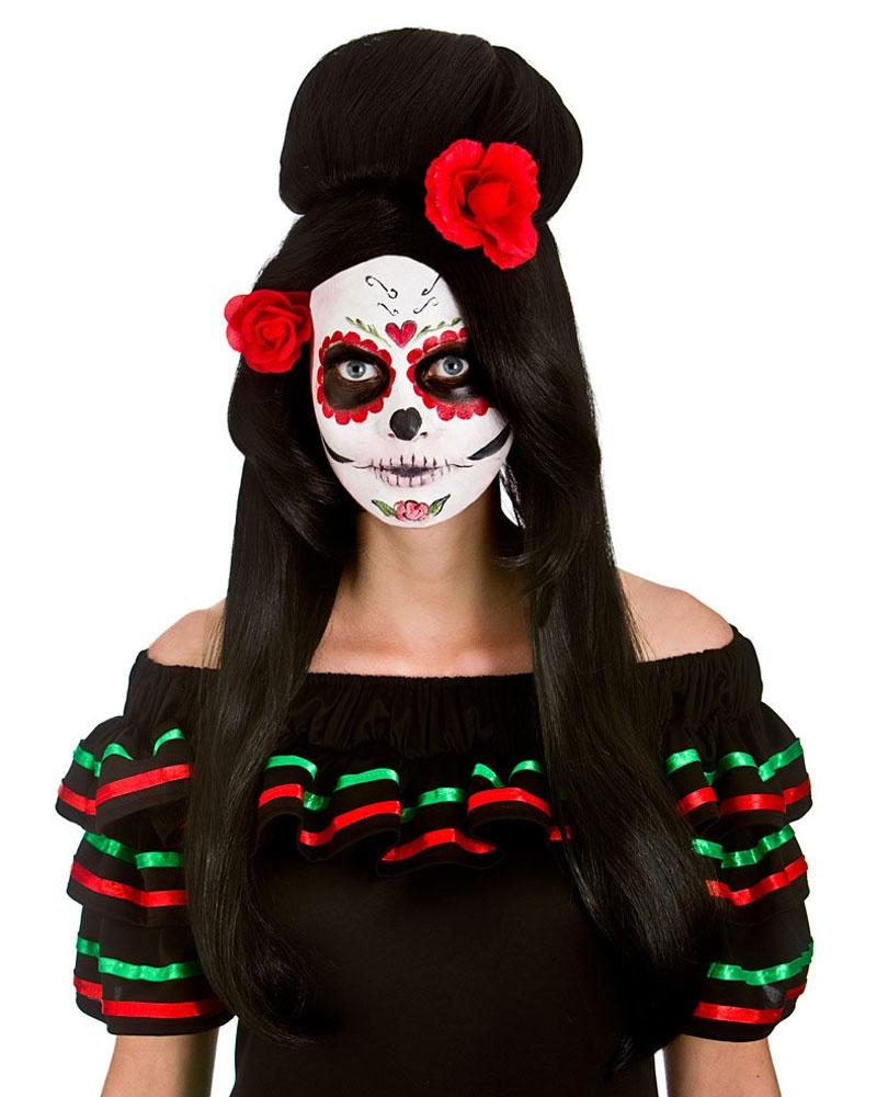 Day of the Dead Darling Wig for Ladies in Black by Wicked HW-8274 available from a large selection of wigs here at Karnival Costumes online party shop