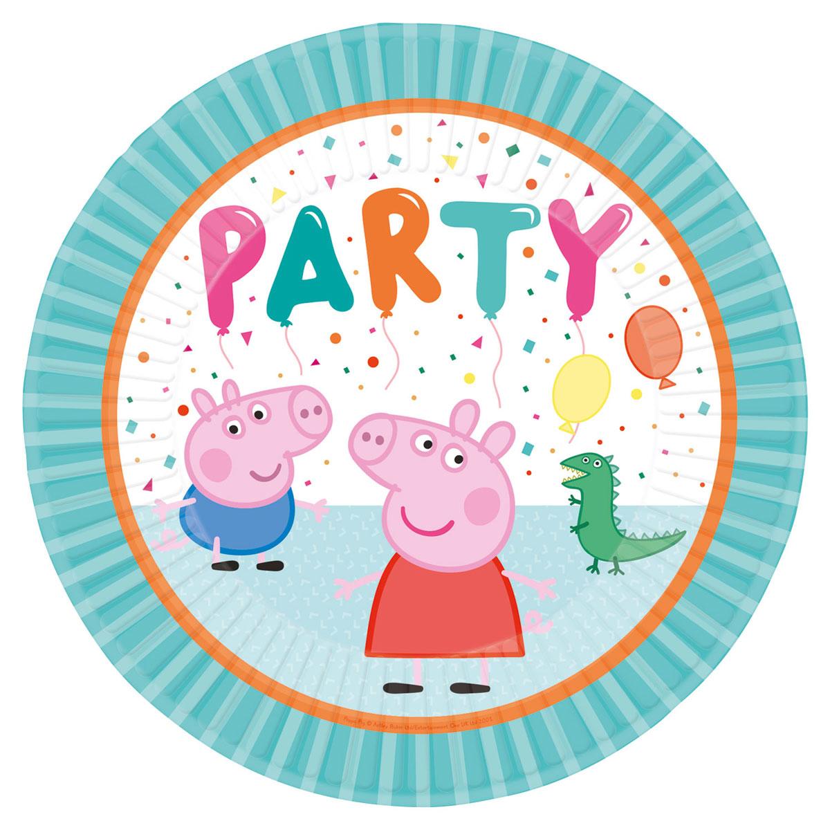 Pack 8 Peppa Pig Paper Party Plates 23cm by Amscan 906329 available here at Karnival Costumes online party shop