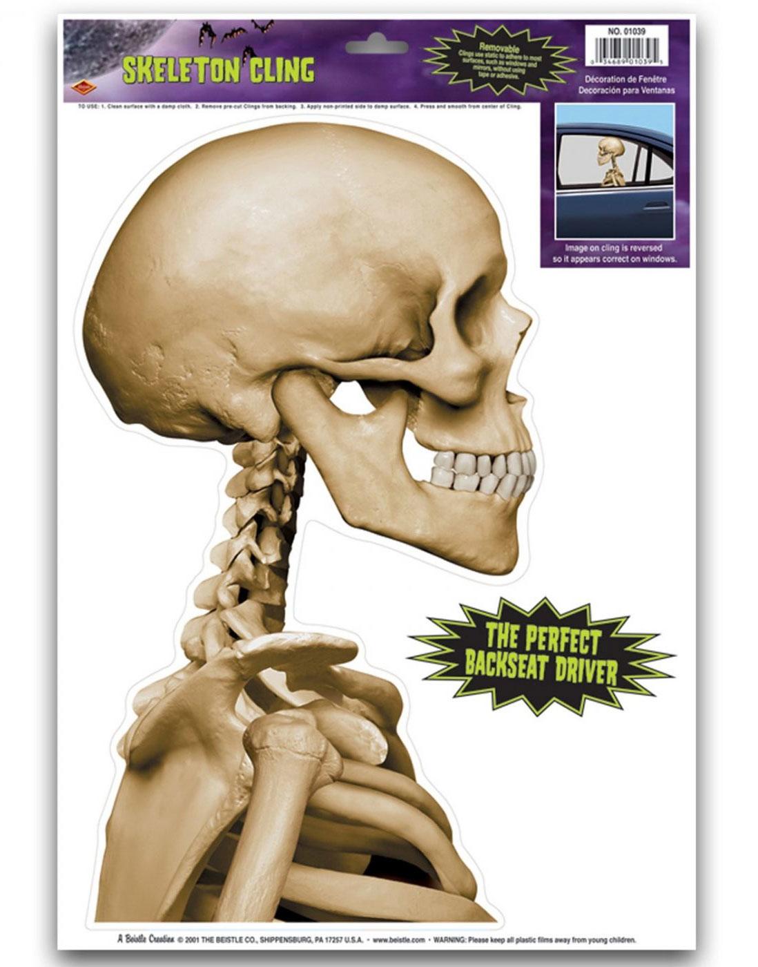 Halloween Skeleton Car Window Sticker by Beistle 01039 available here at Karnival Costumes online party shop