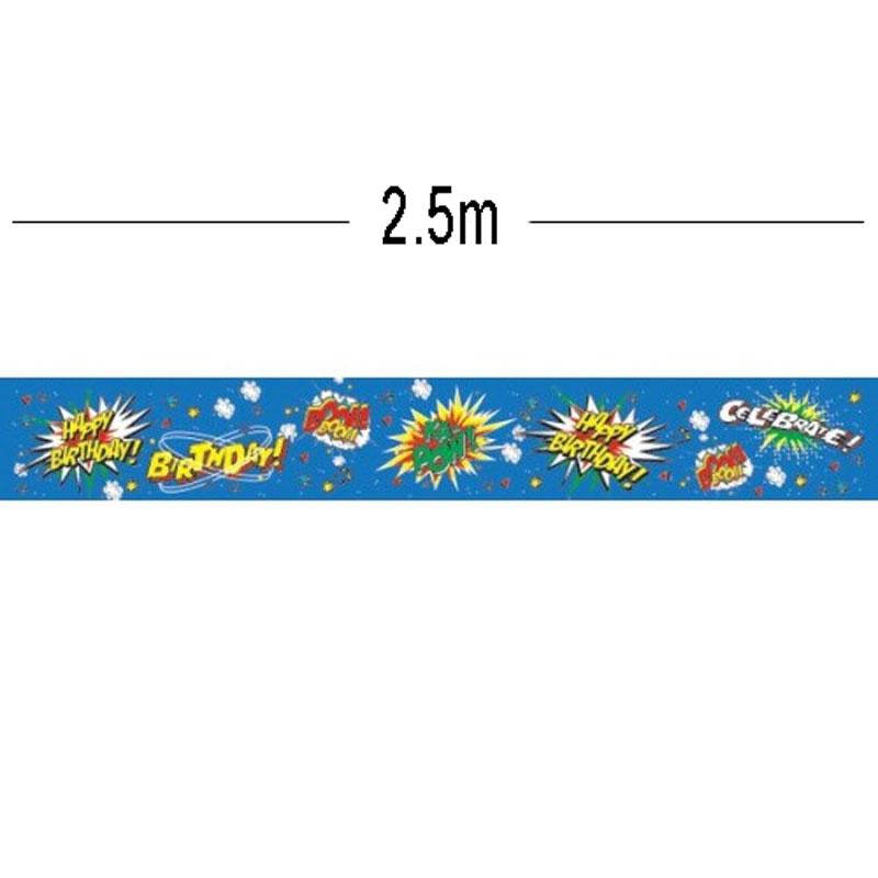 Happy Birthday Banner Kaboom 2.5m wide by Simon Elvin WB2090 available here at Karnival Costumes online party shop