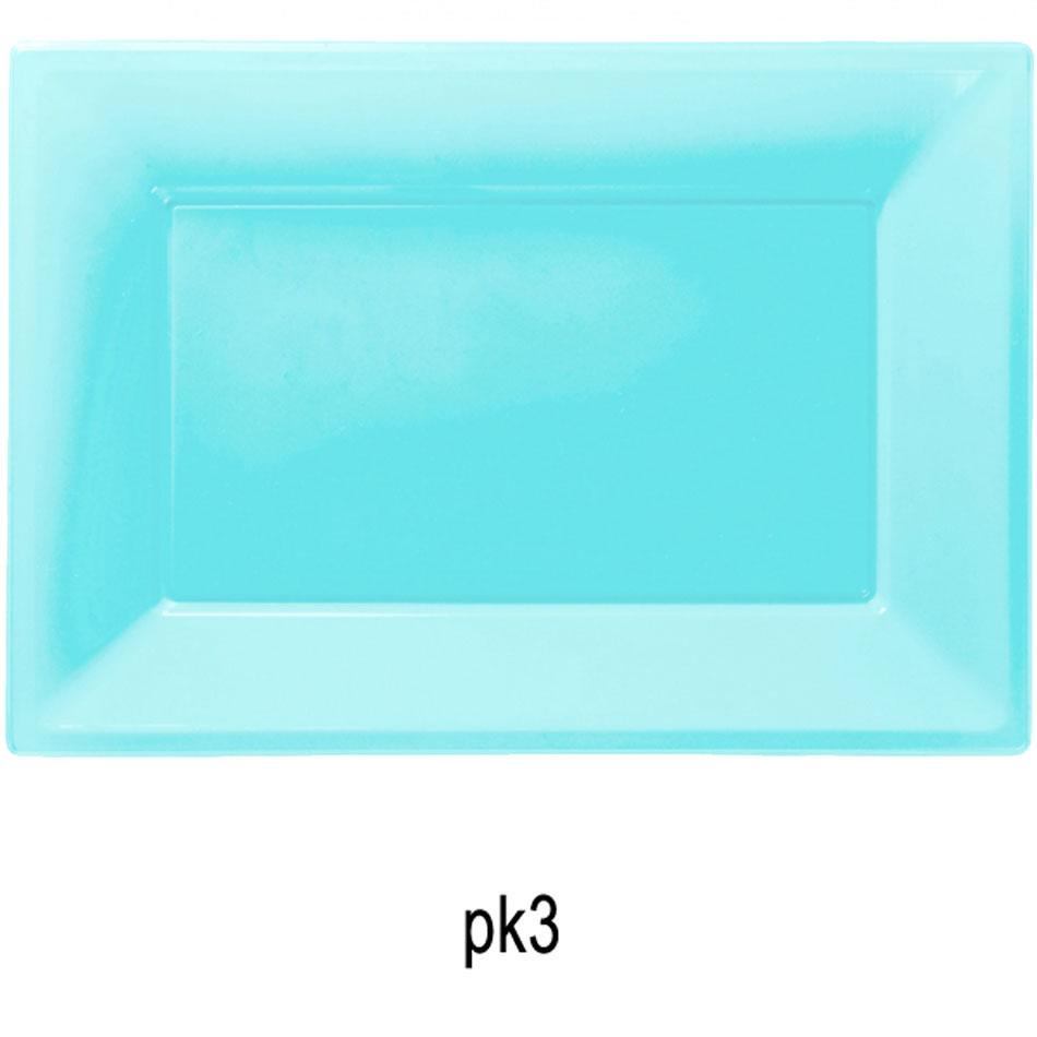 Caribbean Blue Plastic Serving Platters Pkt 3 by Amscan 997439 available here at Karnival Costumes online party shop