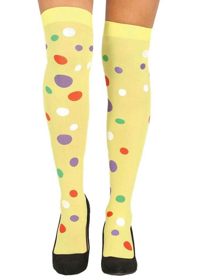 Yellow Polka Dot Hold Up Stockings by Guirca 17331 Karnival Costumes