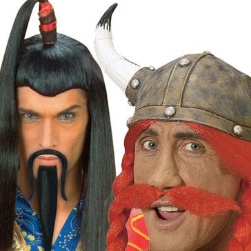 Fake and flase moustaches for Global characters. From our make-up accessories available here at Karnival Costumes online pary shop