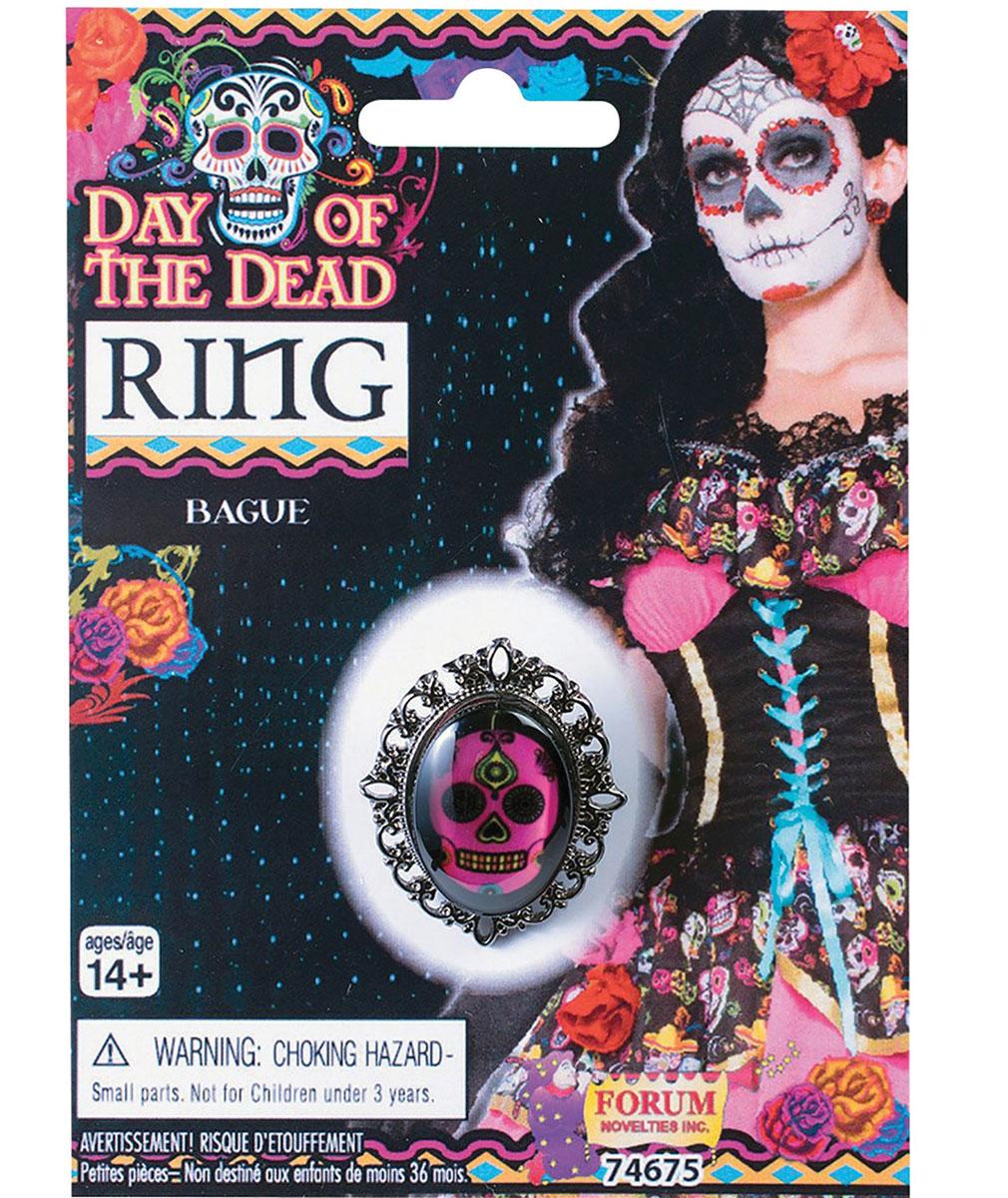 Day of the Dead costume jewellery ring with sugar skull stone by Forum 74675 available here at Karnival Costumes online Halloween pary shop