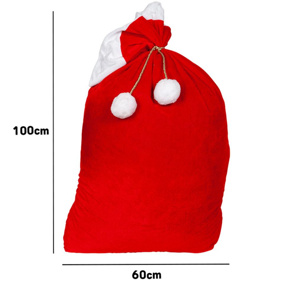 Santa Sack in Rich Red Velour with luxury white trim and cord XM-4674 available here at Karnival Costumes online Christmas party shop