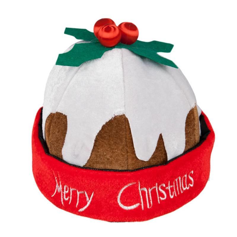 Christmas Pudding hat with faux brandy sauce, holly leaves and berries by Wicked XM-4638 available here at Karnival Costumes online Christmas party shop.
