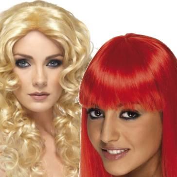 Lady's Glamour Wigs for a variety and range of character costumes. Great selection of styles and colours available here at Karnival Costumes online party shop.