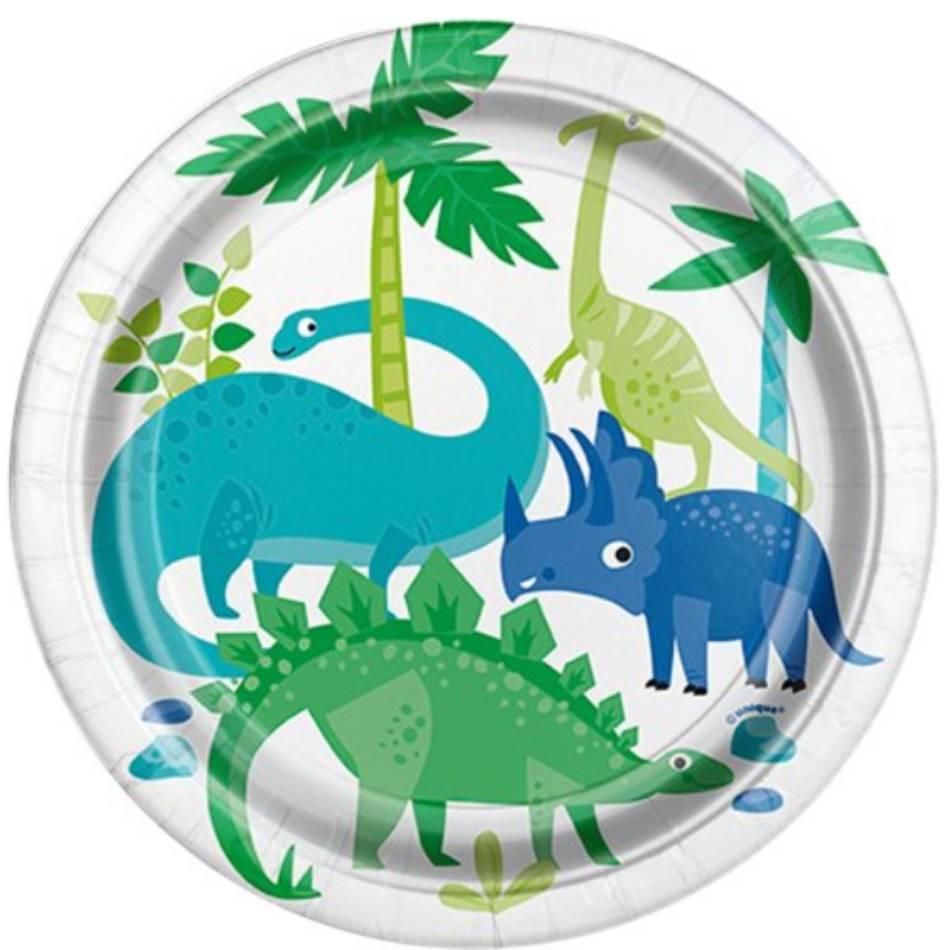 Dino Roar Party Dessert Plates 18cm by Unique 73884 available here at Karnival Costumes online party shop