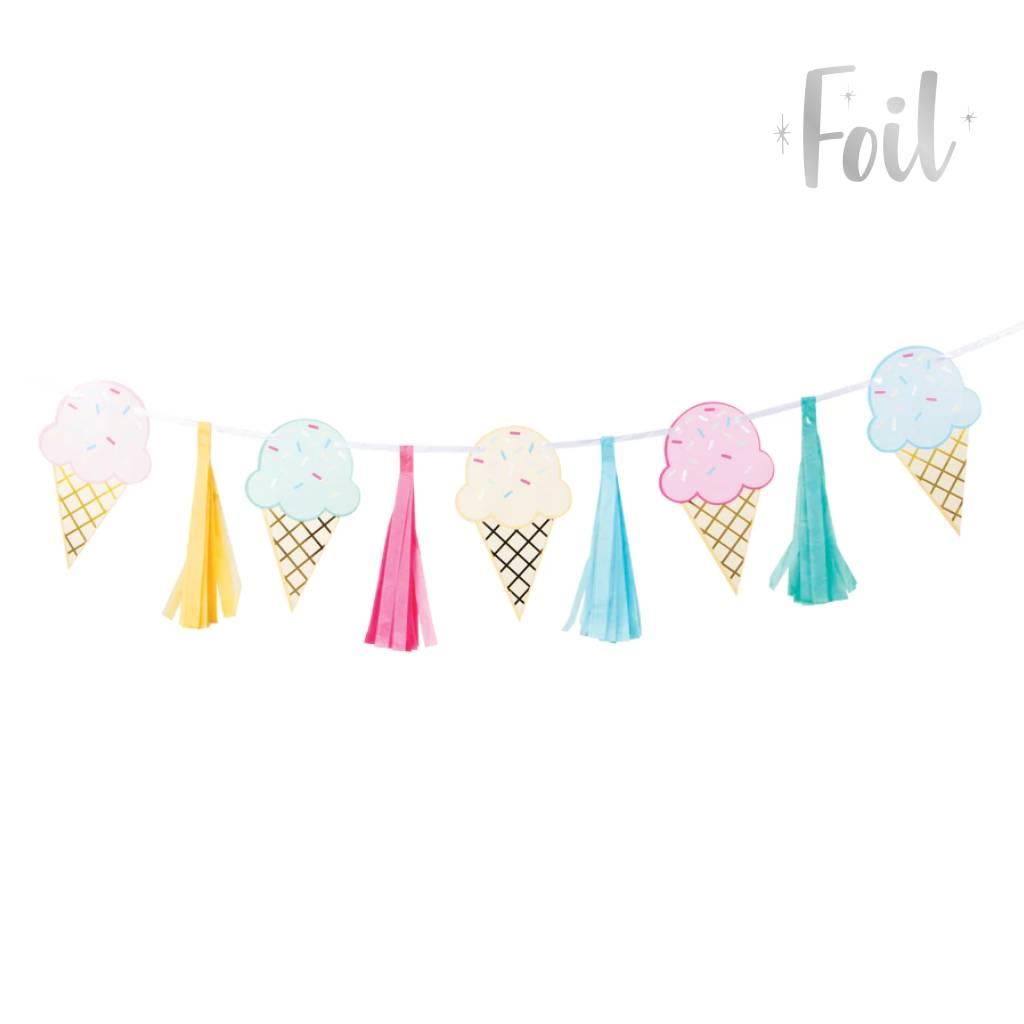 Foil Trimmed Ice Cream Tassel Banner 1.4m by Creative Party PC346416 available here at Karnival Costumes online party shop