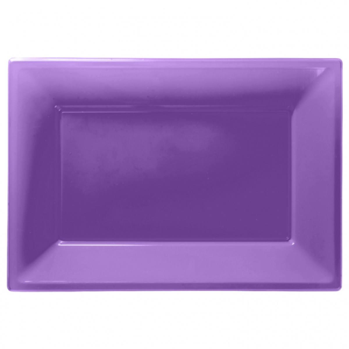 Pack of 3 Purple Plastic Serving Platters by Amscan 997431 available from Karnival Costumes