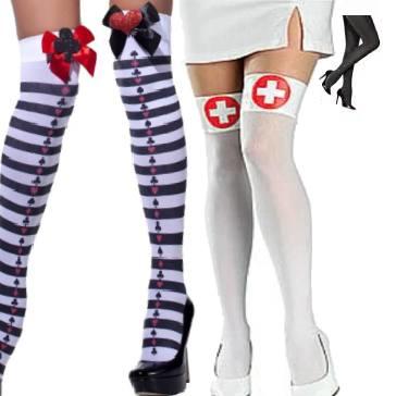 Lady's themed stockings, thigh highs and hold-ups for a number of costume and dress-up themes. Great selection available here at Karnival Costumes online party shop