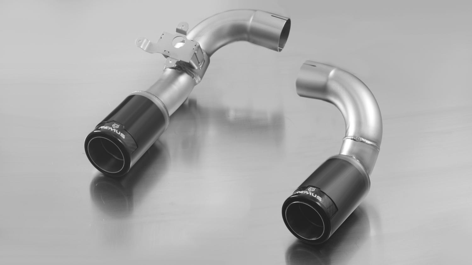 REMUS Resonated Cat back,2 tail pipes / 84 mm Street Race Black Chrome