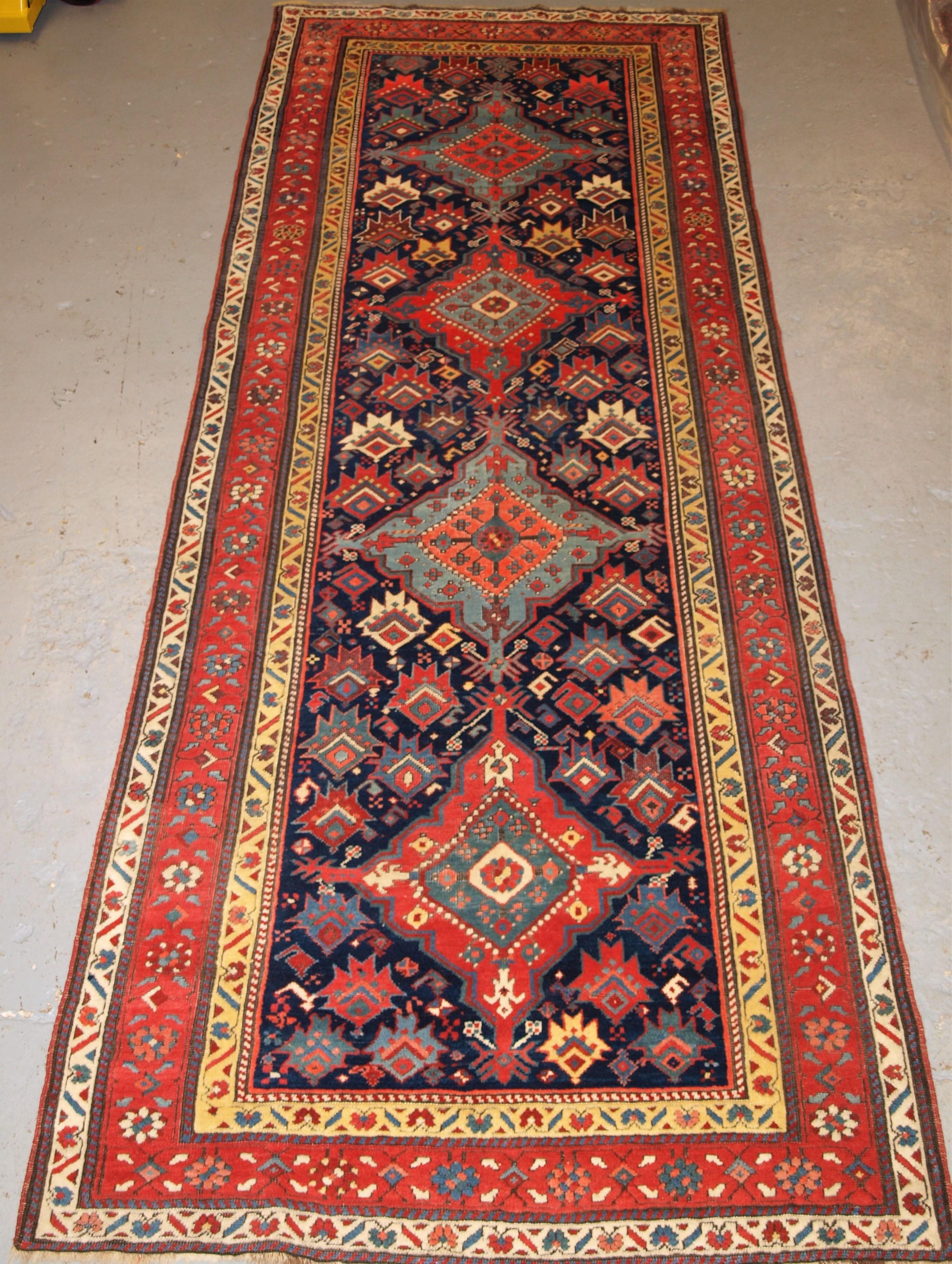 Antique South Caucasian Runner with Linked Medallions