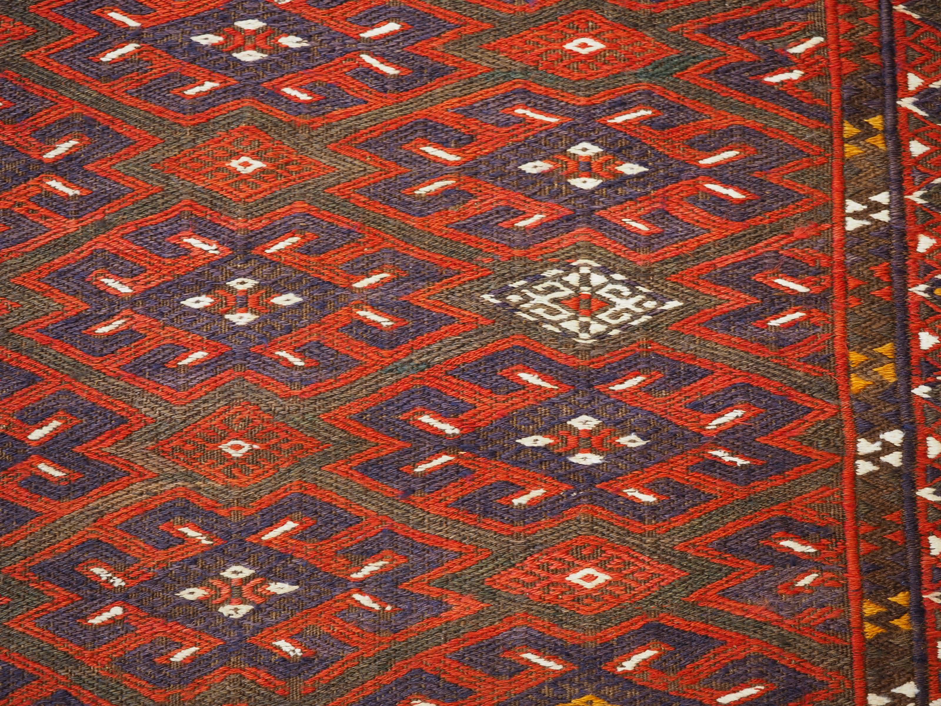 Antique Yomut Turkmen Pallas soumak kilim