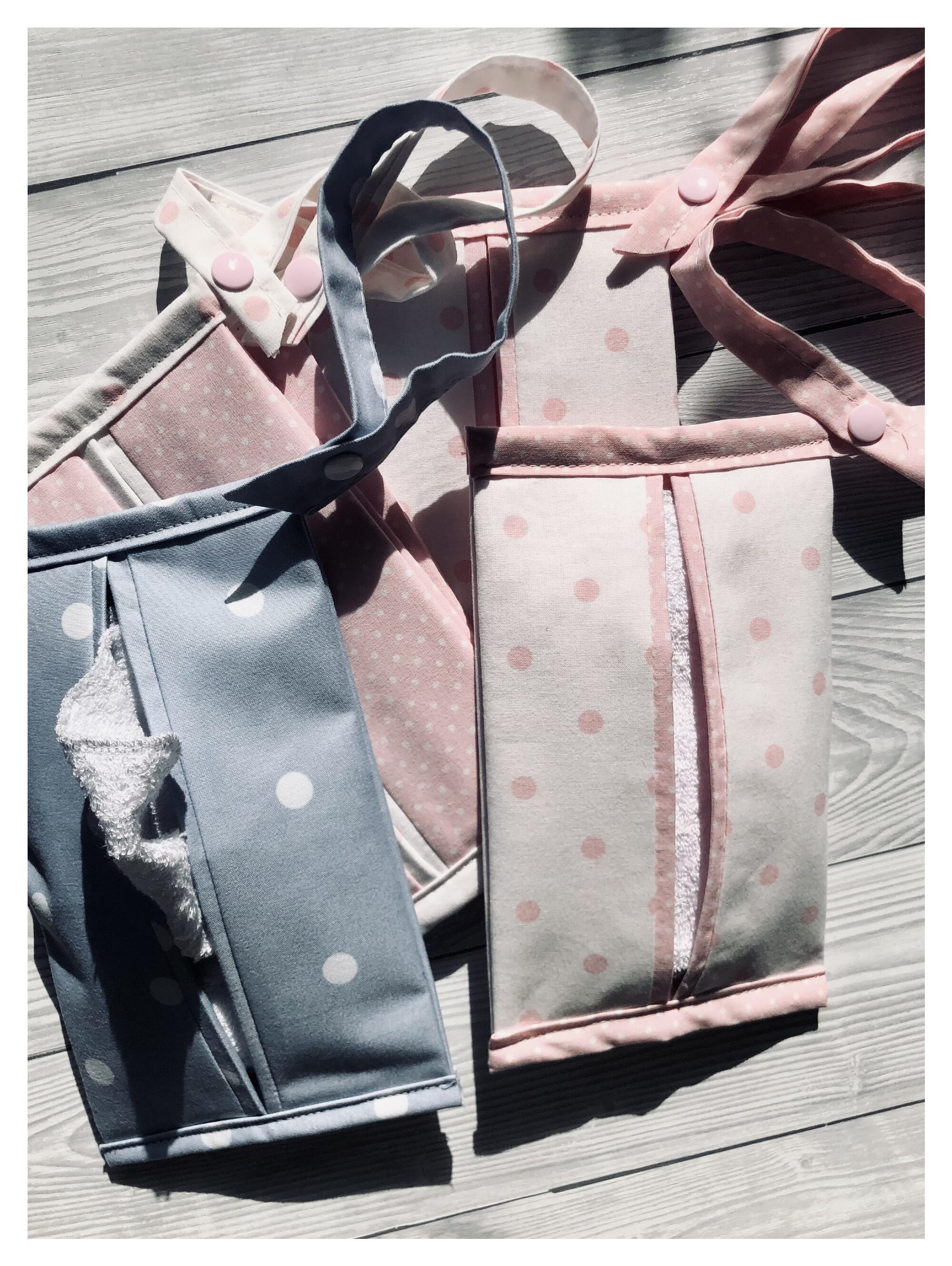 Three options of Wipes Holders with white bamboo wipes inside as example of use