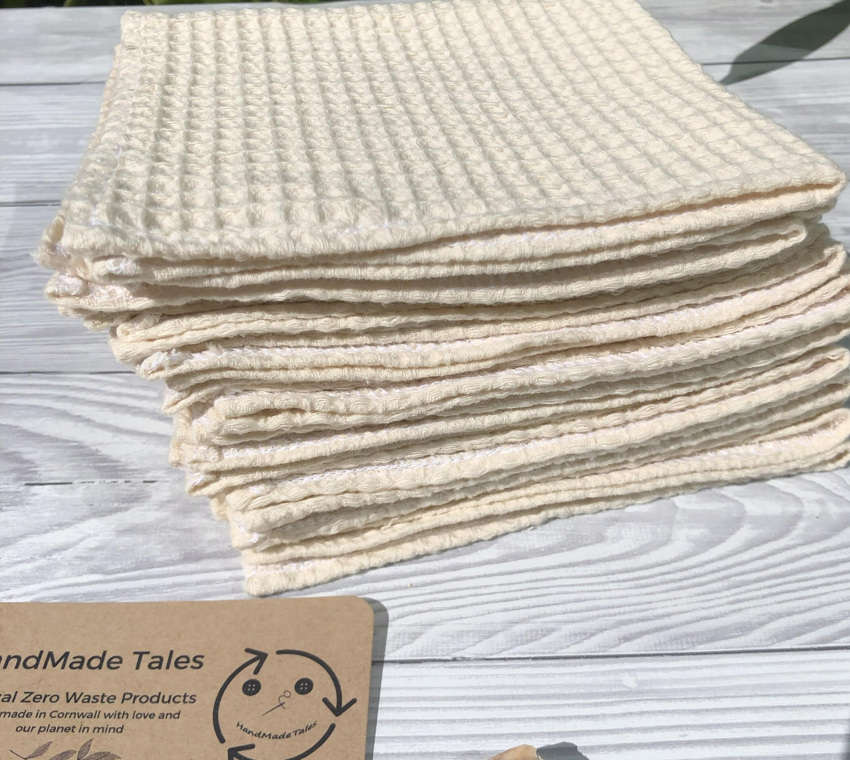 cotton waffle face cloth, natural undyed colour