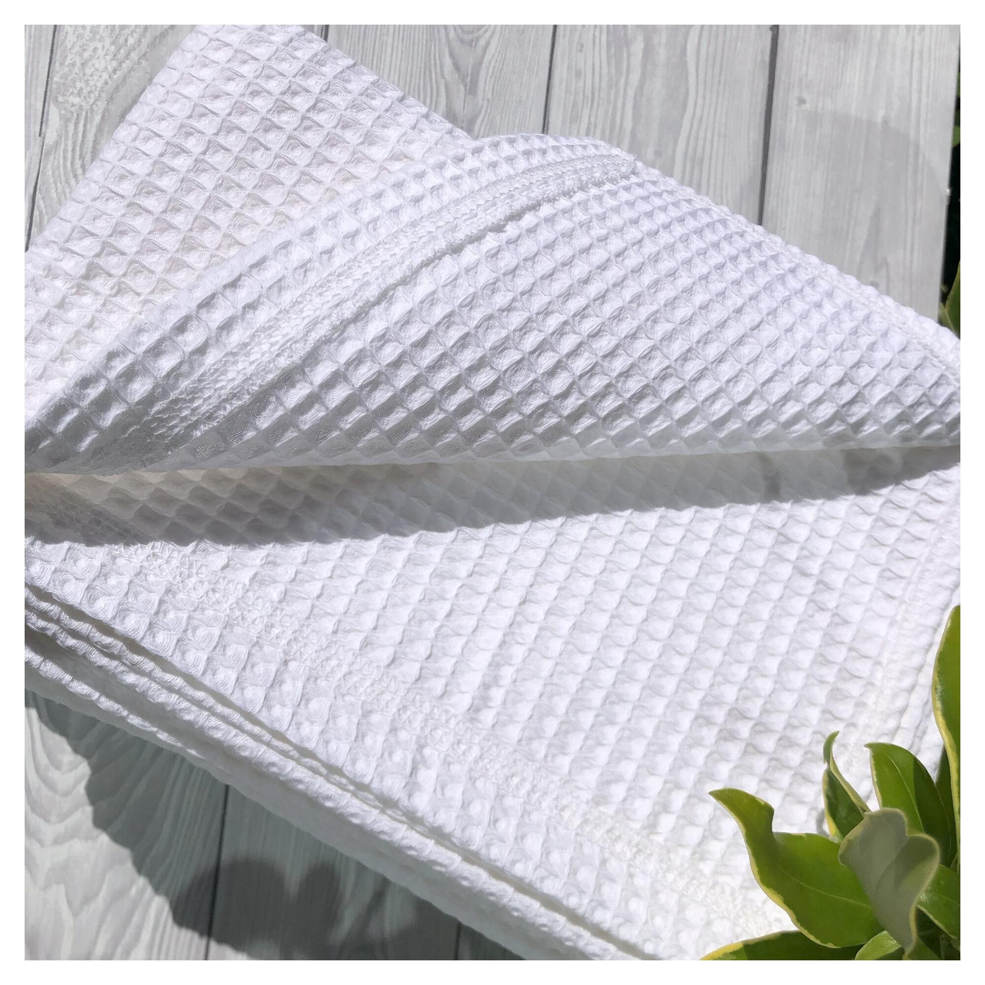 100% cotton white waffle hand towels with inside view HandMade Tales handmade in the UK