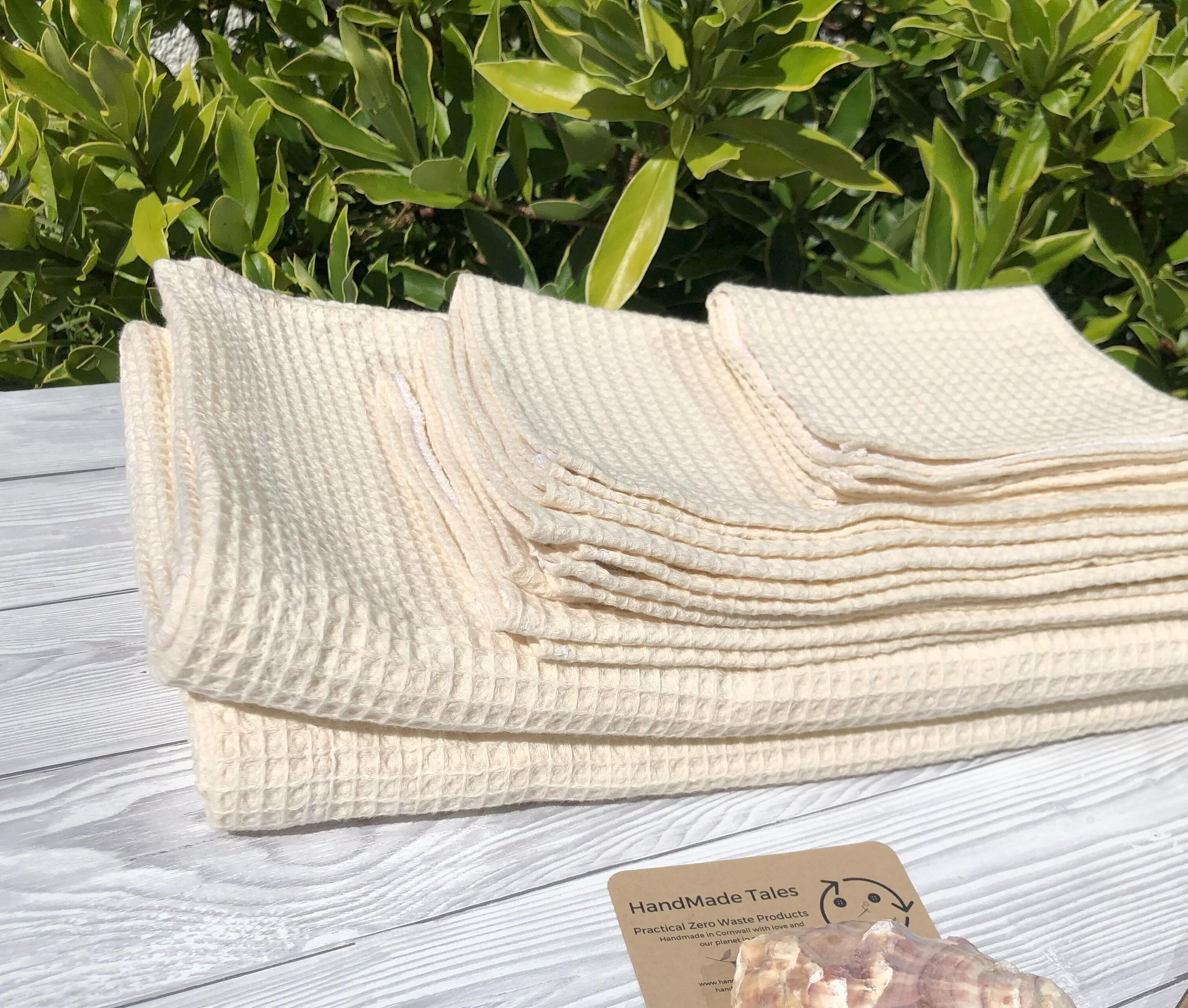 100% cotton waffle towels set, natural colour undyed
