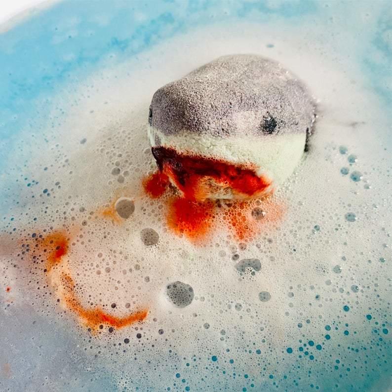 bleeding shark bath bomb handmade in the uk