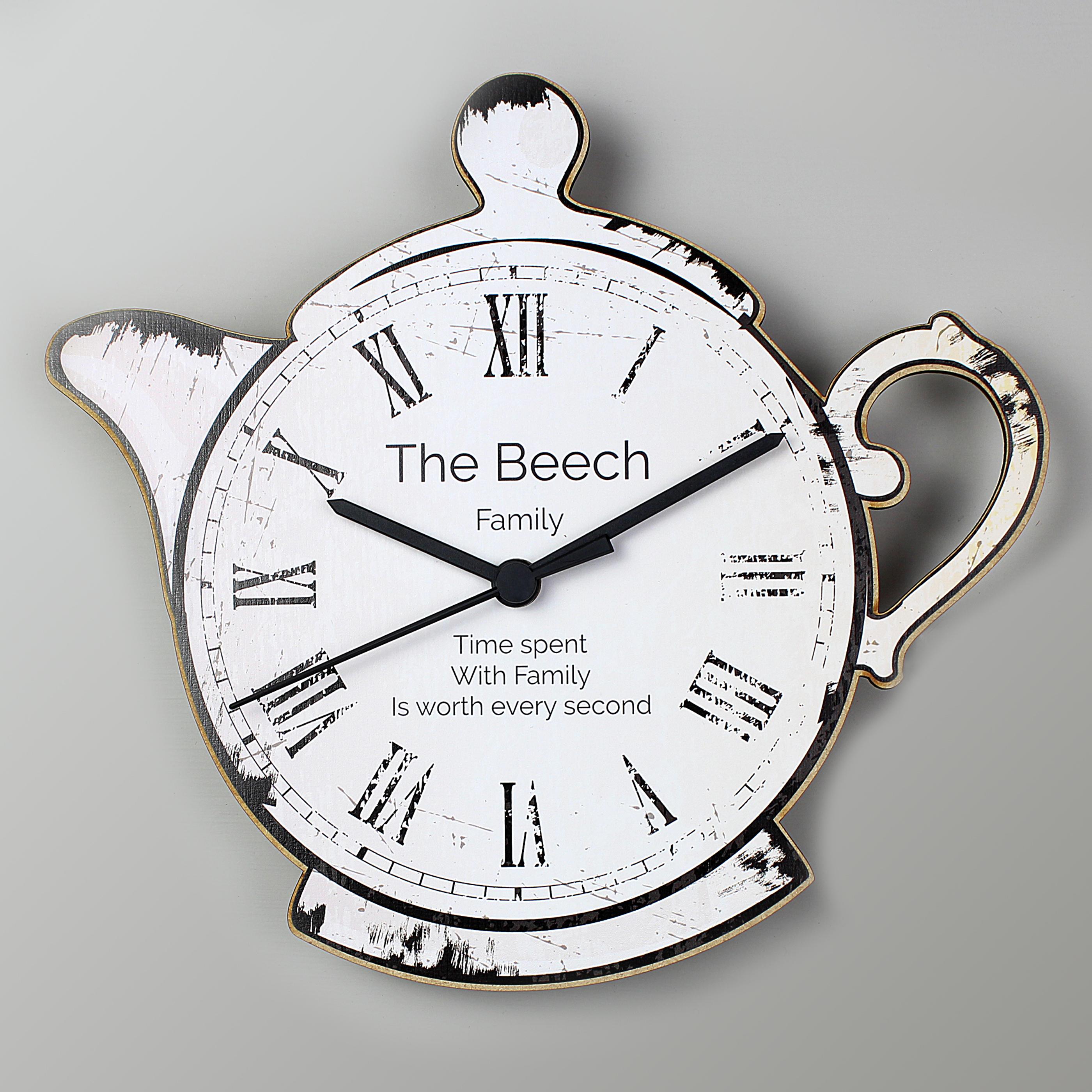 Teapot Shaped Wooden Clock