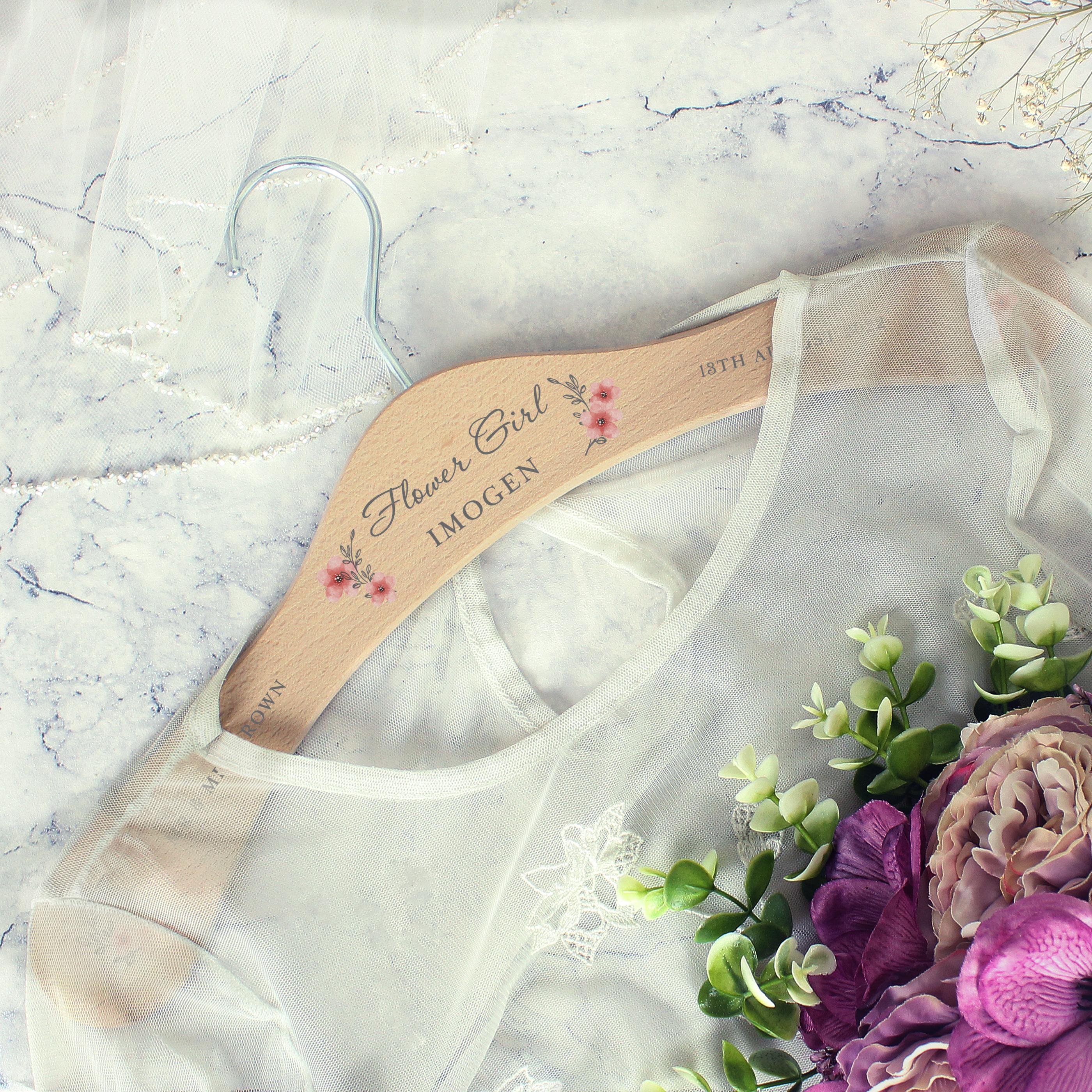 Personalised Pink Floral Wooden Hanger   Pic 4 