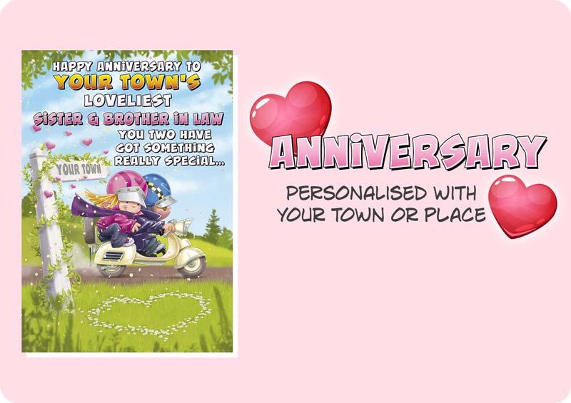 Anniversary Cards for Friends and Relations Personalised With any Location You Like.