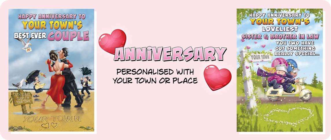 Anniversary Cards Personalised With Your Location