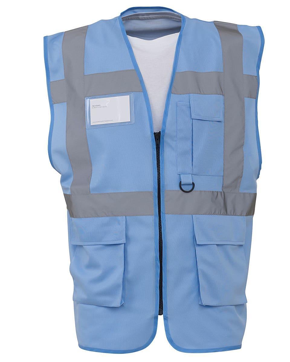 Yoko Hi-Viz Executive Waistcoat in Sky Blue (Product Code: HVW801)